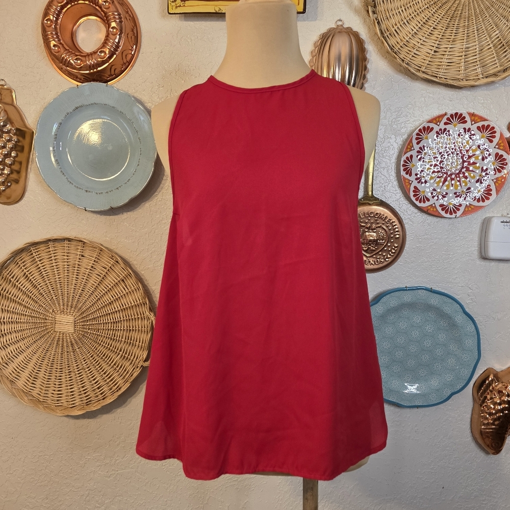 Show Me Your Mumu Red Open Back Preppy Coastal Keyhole Tank Top